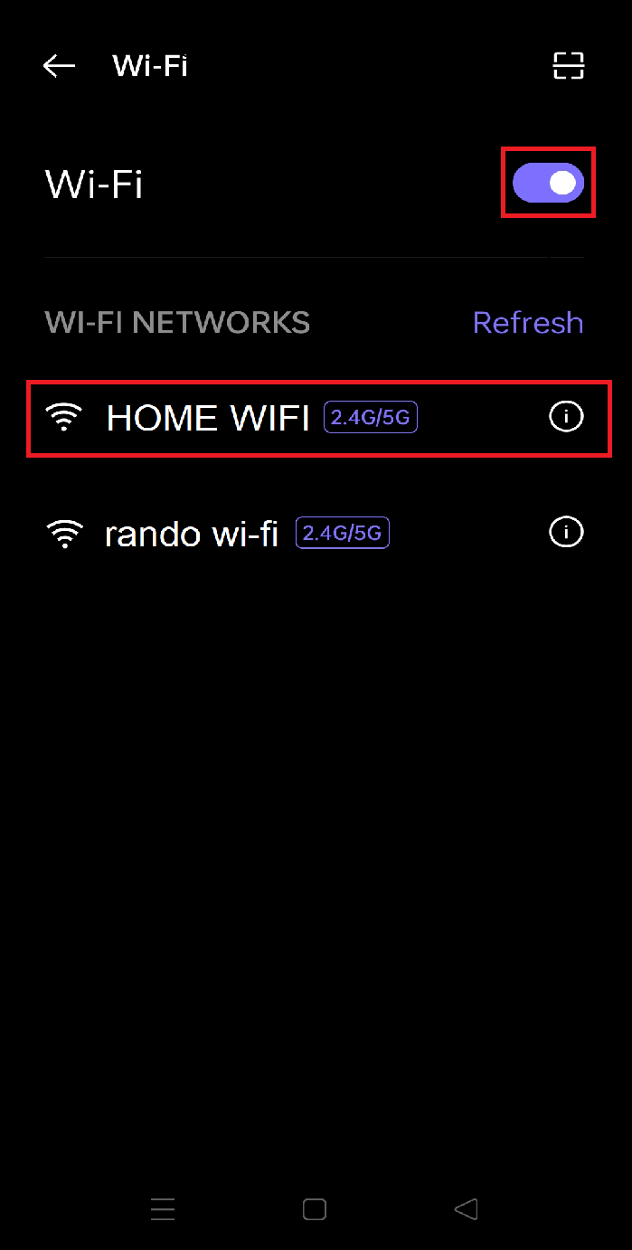 Android WiFi networks list