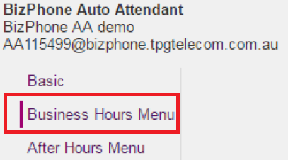 BizPhone - Auto Attendant Business Hours/After Hours