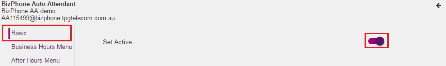 BizPhone - Auto Attendant Switch