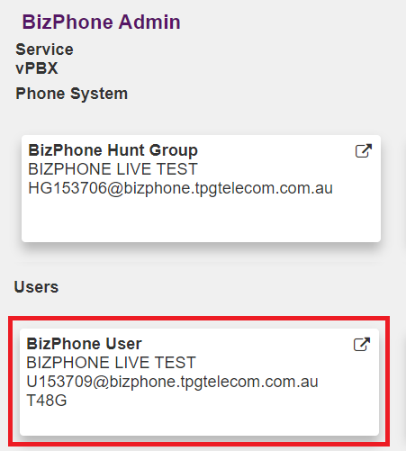 BizPhone User Selection