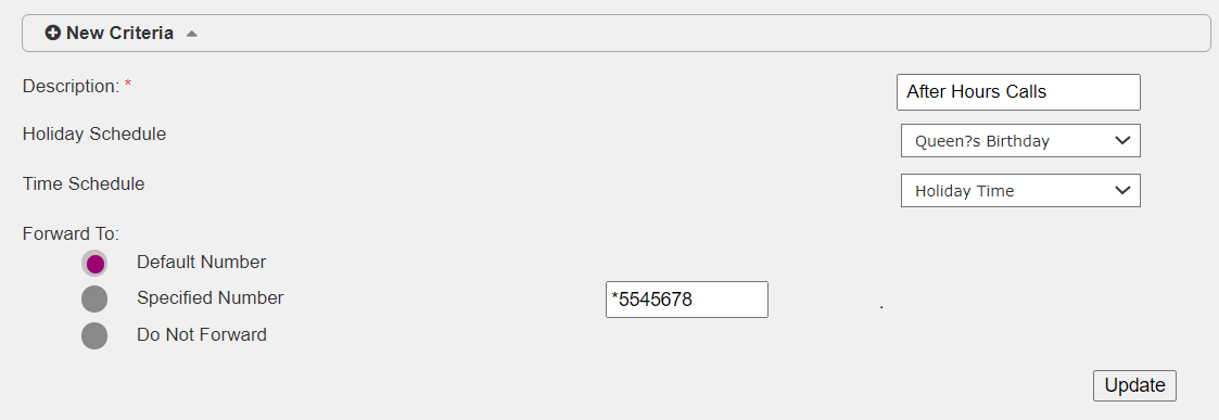 BizPhone - Hunt Group Call Forward Selective Criteria