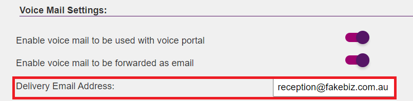 BizPhone - Hunt Group Voice Mail Delivery Email