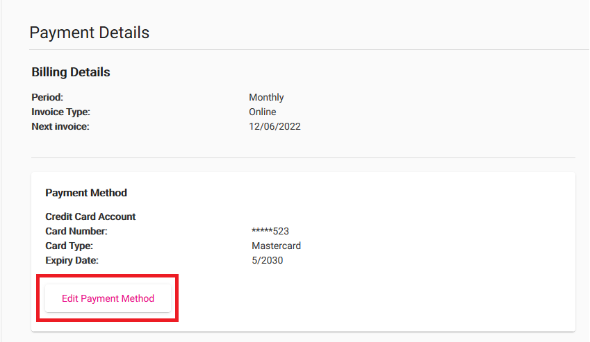 My Account - Edit Payment Method