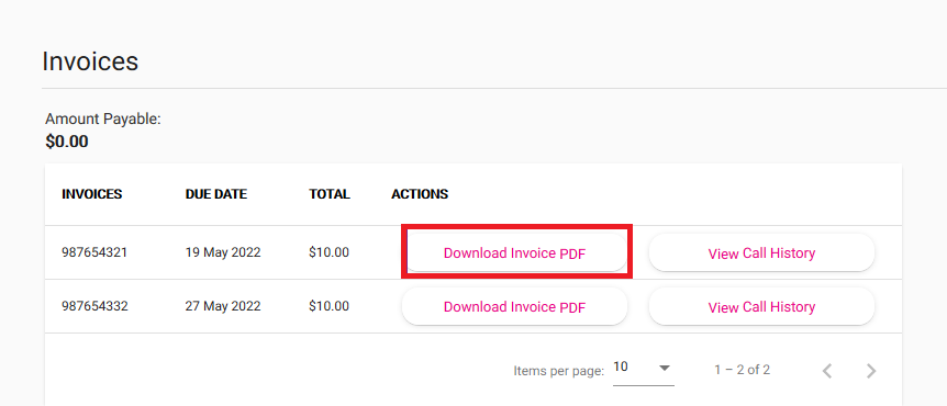 My Account - Download Invoice PDF
