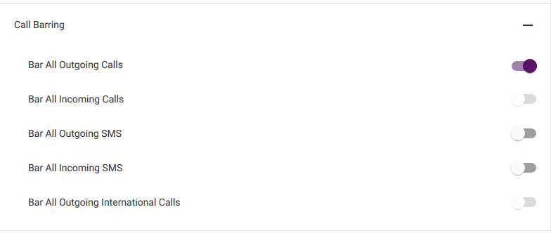 My Account - Call Barring