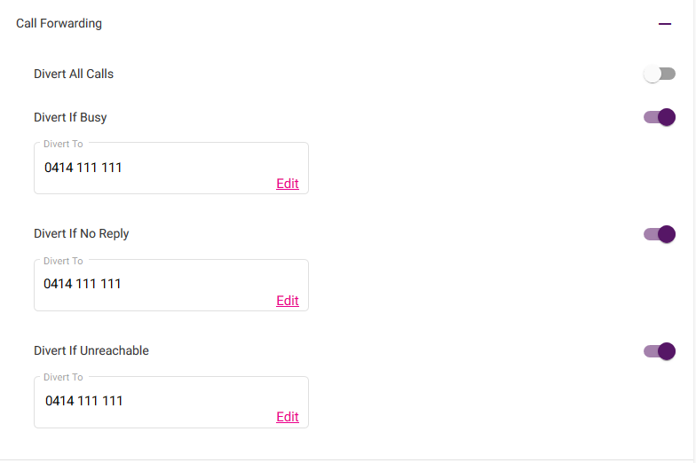 My Account - Call Forwarding