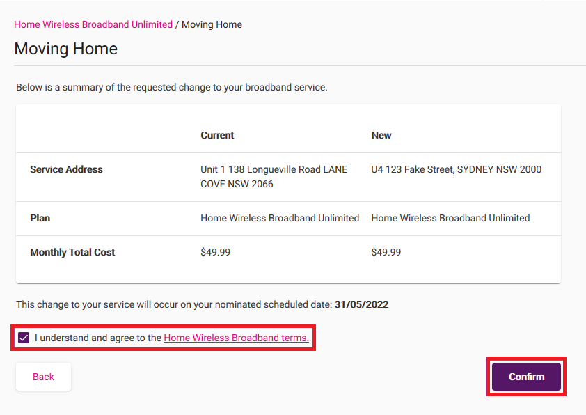 Moving Home Summary - "I understand and agree to the Home Wireless Broadband terms"