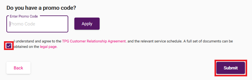 My Account - Mobile plan change submit