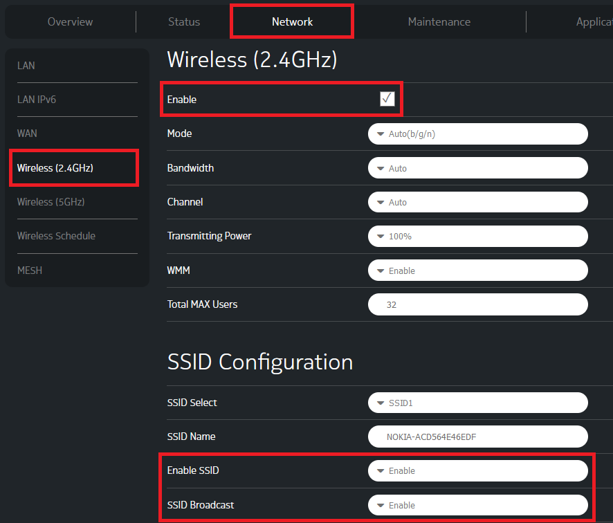 Nokia R1 2.4GHz Basic WiFi Settings
