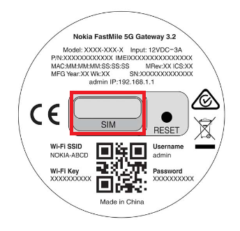 Nokia Fastmile 3.2 SIM Slot