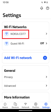 Nokia WiFi App - WiFi names