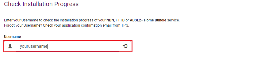 Check Installation progress - Username entry