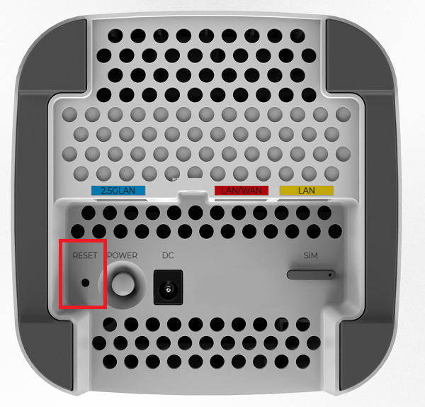 Sagemcom Reset Button - Located to the left of the larger Power button