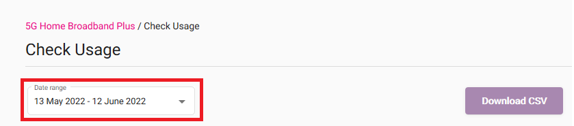 My Account Date Range dropdown