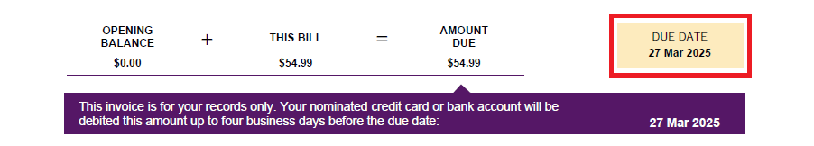 TPG Invoice example Due date