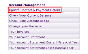 TPG My Account - Account Management menu