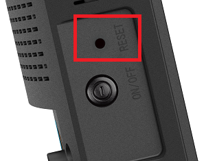 VX220-G2V Reset Button - Located above the larger ON/OFF button