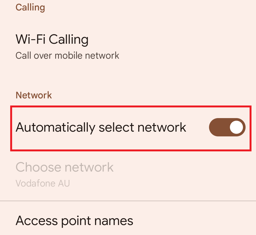 Android Settings - Automatically select network 