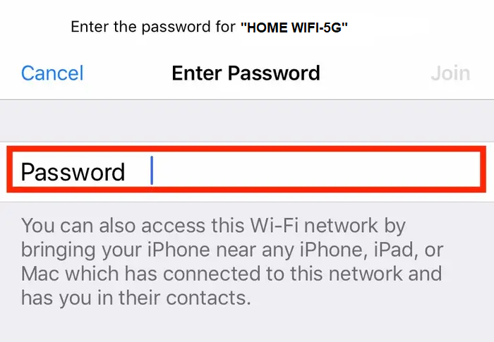 iOS WiFi Password entry