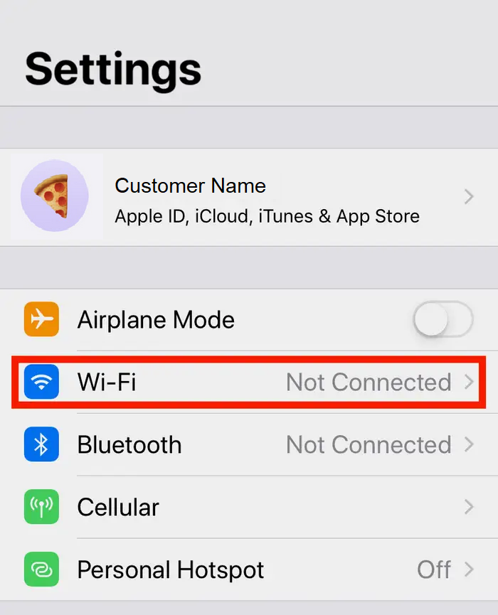 iOS WiFi settings