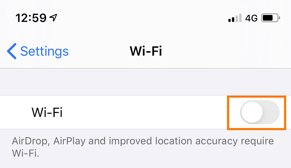 iOS WiFi button 