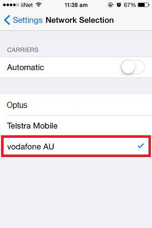 iPhone Vodafone AU network