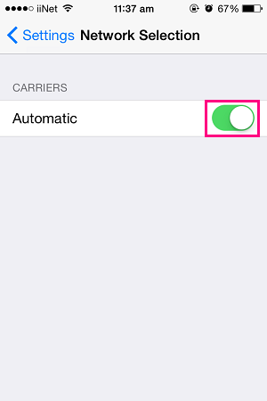 iPhone Network selection