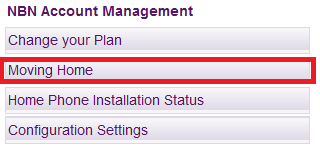 Toolbox - NBN Account Management menu