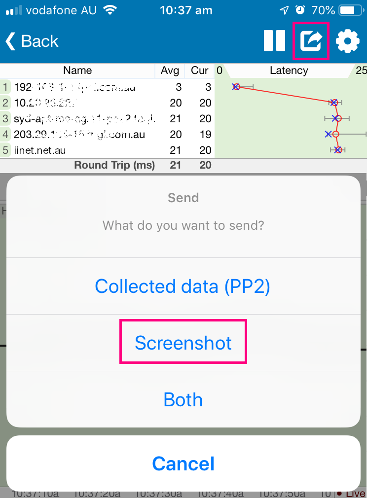PingPlotter app Share Screenshot