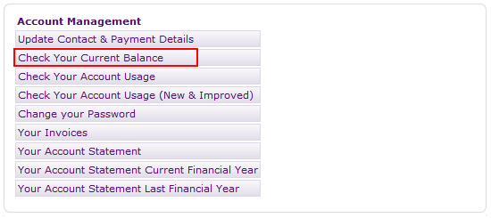 My Account - Check your Current Balance