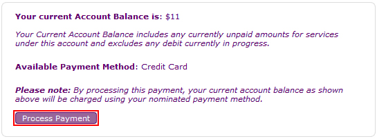 My Account - Process payment