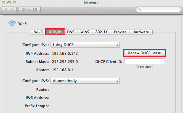 TCP/IP settings