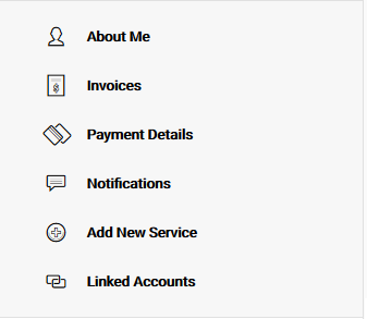 TPG My Account - Account Management menu
