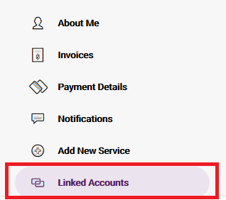 My Account menu - Linked Accounts