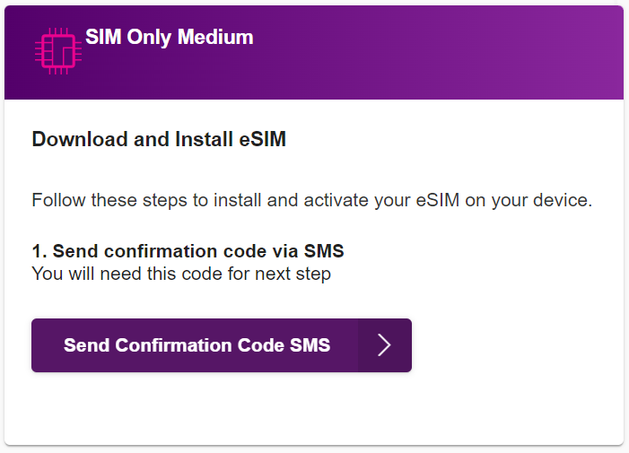 TPG My Account - Send SMS Confirmation Code