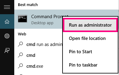 Command Prompt Run as administrator