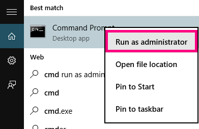 Windows 10 Command Prompt right-click menu