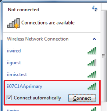 Windows 7 WiFi network list